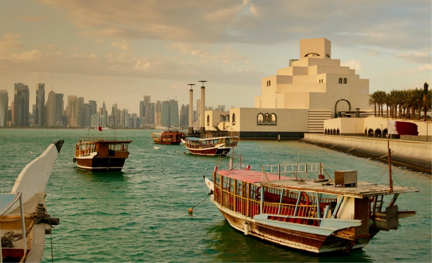 Traditional boats in Qatar harbor